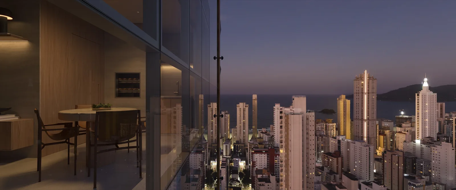 Living com vista mar e ampla área social