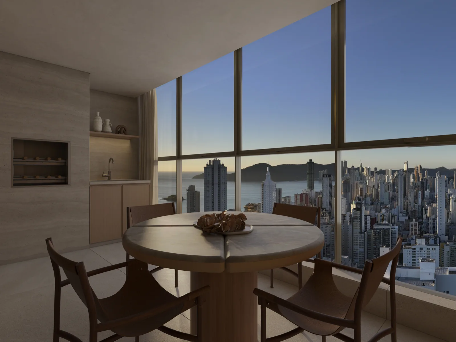 Living com área gourmet integrada